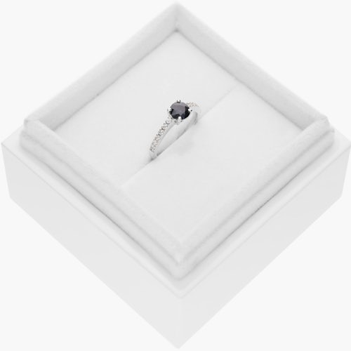 Pierścionek zaręczynowy SAVICKI: białe złoto, niebieski szafir